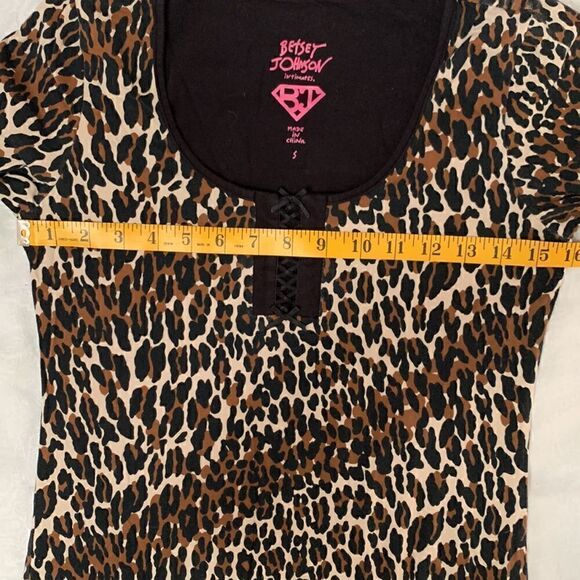 Betsey Johnson Intimates Leopard Print Nightie Pajama Gown Top Size S - Picture 7 of 11